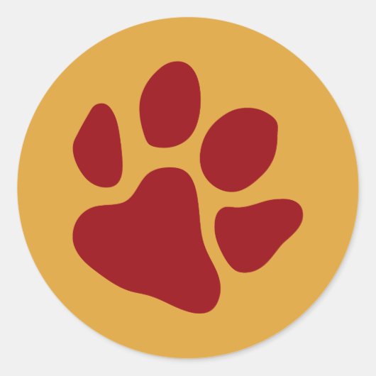 Paw Prints rot Runder Aufkleber (Vorderseite)