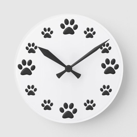 Paw Prints Runde Wanduhr (Vorderseite)
