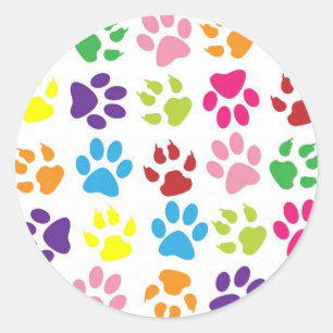 Paw Prints Runder Aufkleber