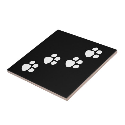 Paw Prints Schwarz-weiß Fliese (Seite)
