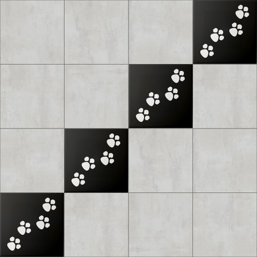 Paw Prints Schwarz-weiß Fliese