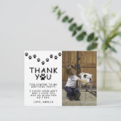 Paw Prints Schwarz-weiß Geburtstag Danke Foto Postkarte (Stehend Vorderseite)