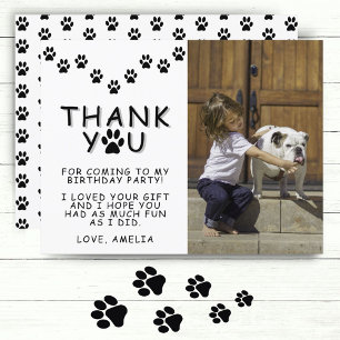Paw Prints Schwarz-weiß Geburtstag Danke Foto Postkarte