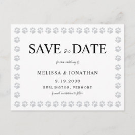 Paw Prints Silver Glitzer Save the Date kein Foto Postkarte
