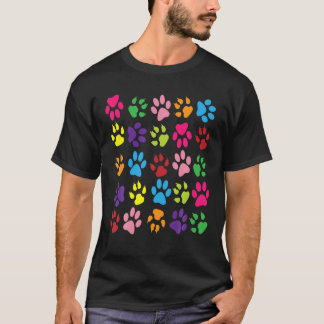 Paw Prints T Shirt Hunde Katzen Tiere Farbiges T-S