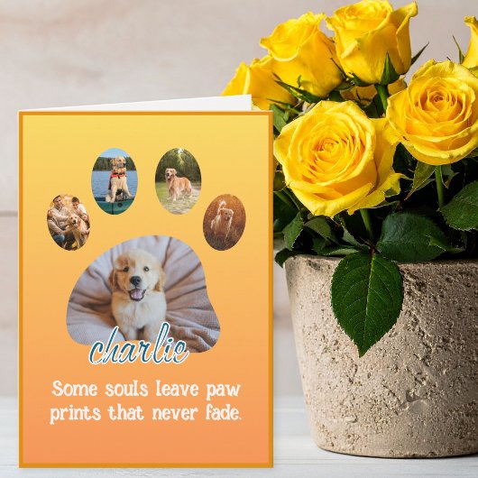 Paw Prints That Never Fade Photo Collage Sympathy Karte