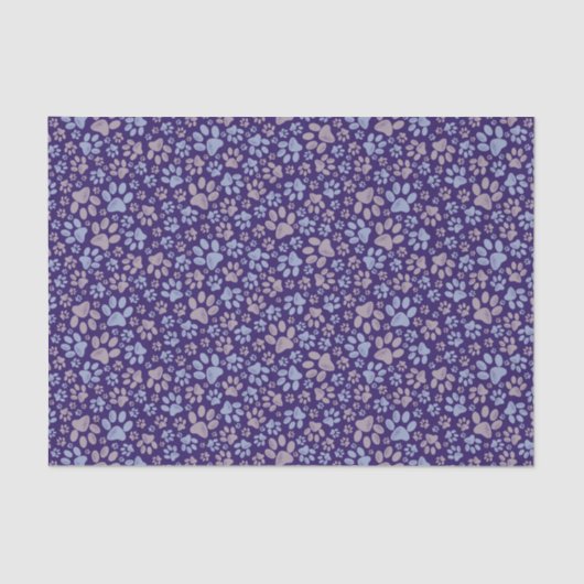Paw Prints Tiermuster in Lila und rosa Seidenpapier (Vorderseite)