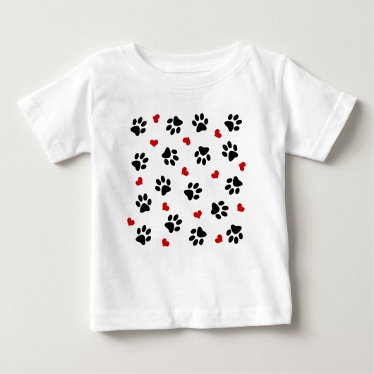 Paw Prints und Herz Baby T-shirt (Vorderseite)