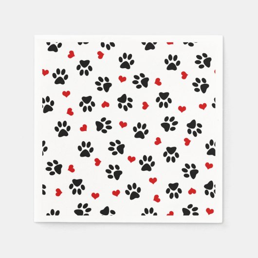 Paw Prints und Herz Serviette (Vorderseite)