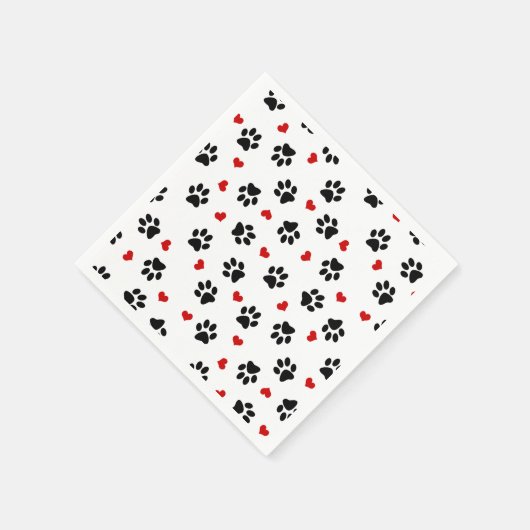 Paw Prints und Herz Serviette (Ecke)