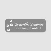 Paw Prints Vet Veterinary Business Groomer Namensschild (Vorderseite)