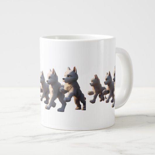 Paw Prints Walking Around Mug Base Design Jumbo-Tasse (Vorderseite Rechts)