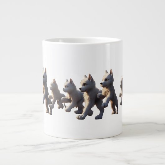 Paw Prints Walking Around Mug Base Design Jumbo-Tasse (Vorderseite)