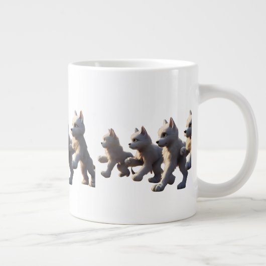 Paw Prints Walking Around Mug Base Design Jumbo-Tasse (Rechts)