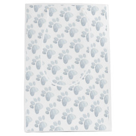 Paw Prints Watercolor Art Graue Katze Dog Spaß Mittlere Geschenktüte