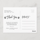 Paw Prints Wedding Vielen Dank Foto Postcard Postkarte (Rückseite)