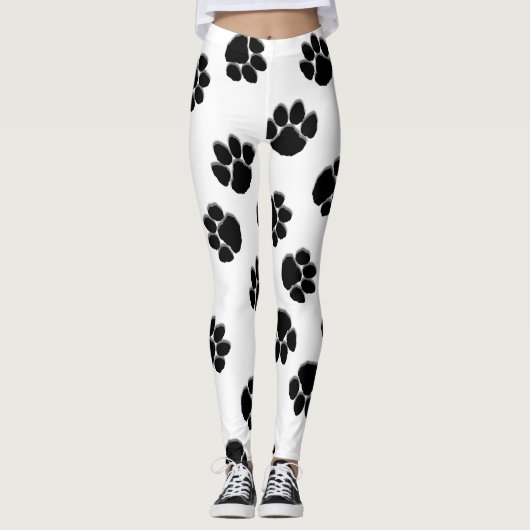 Paw Prints White Leggings (Vorderseite)