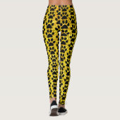 Paw Prints Yellow Gold Glitzer Black Patterns Nied Leggings (Rückseite)