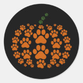 Paw Pumpkin Paw Print Dog Erntedank Runder Aufkleber (Vorderseite)