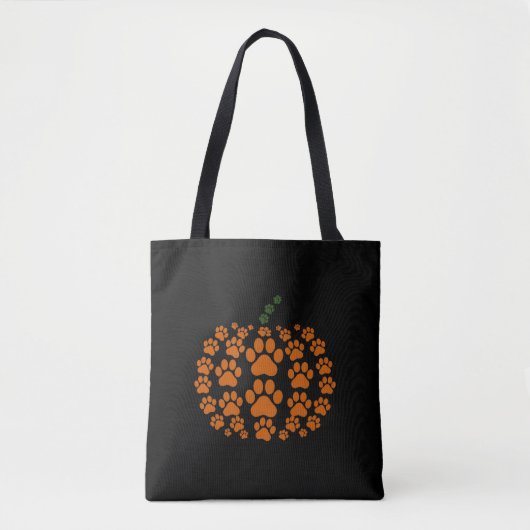 Paw Pumpkin Paw Print Dog Erntedank Tasche (Vorderseite)