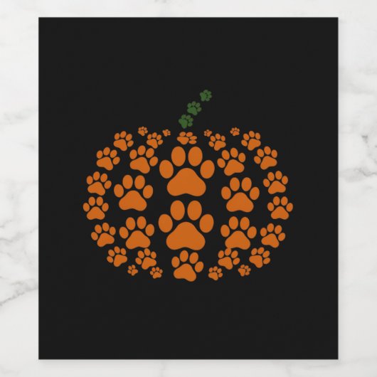 Paw Pumpkin Paw Print Dog Erntedank Weinetikett (Einzelnes Label)