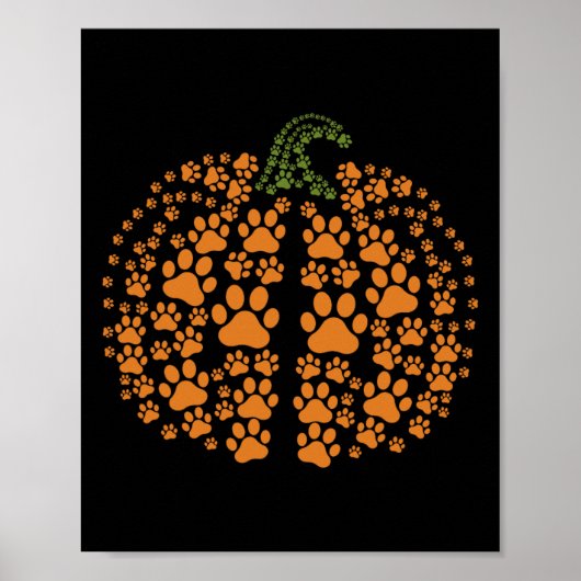 Paw Pumpkin Print Pumpkin Dog Frauen Halloween als Poster (Vorne)