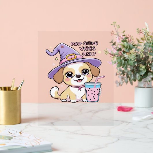 Paw-Schwänze, nur Niedlicher Hund mit Bubble Tea H Acrylschild (Hochzeit)