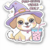 Paw-Schwänze, nur Niedlicher Hund mit Bubble Tea H Aufkleber (Vorderseite)