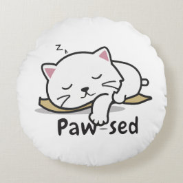 Paw-sed Cat Throw Pillow – Soft & Snuggly Nap Deco Rundes Kissen
