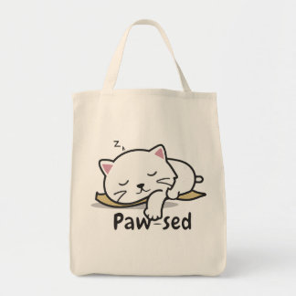 Paw-sed Cute Cat Tote – Lazy Kitty Cotton Bag Tragetasche
