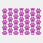 Paw Shape Plaid Pink Purple Cat Dog Geschenkpapier Set (Vorderseite 3)