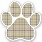 Paw Shape Plaid Tan Dog Cat Aufkleber (Vorderseite)