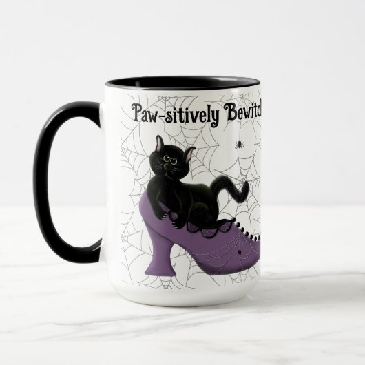 Paw-sistisch gekleidetes SchwarzkatzenHalloween Tasse (Links)