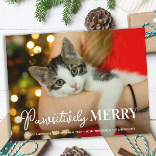 Paw-sitiv fröhliche benutzerdefinierte Katzenfoto- Feiertagspostkarte