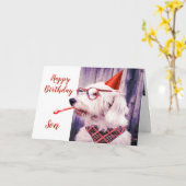 Paw-sitiv Grr-eat Birthday Son Fun Dog Karte (Gelbe Blume)