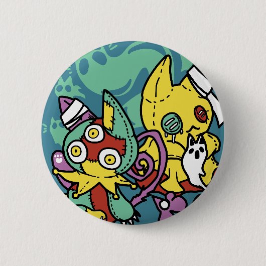 Paw-sitiv gruselig | Monströse Halloween-Katzen  Button (Vorderseite)