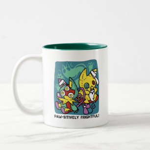 Paw-sitiv Gruselig   Monströse Halloween-Katzen  Zweifarbige Tasse