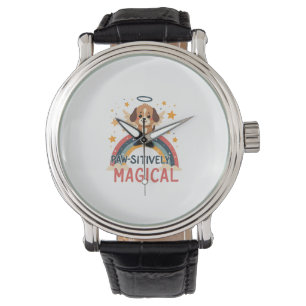 Paw-sitiv Magischer Welpe Vintage Regenbogen Engel Armbanduhr