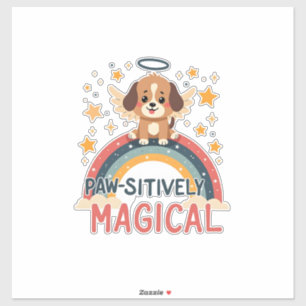 Paw-sitiv Magischer Welpe Vintage Regenbogen Engel Aufkleber
