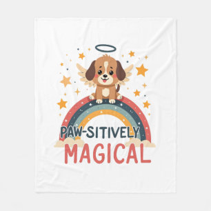 Paw-sitiv Magischer Welpe Vintage Regenbogen Engel Fleecedecke