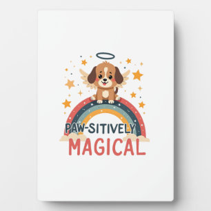Paw-sitiv Magischer Welpe Vintage Regenbogen Engel Fotoplatte
