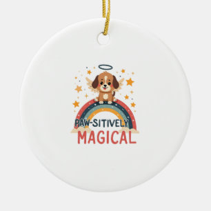 Paw-sitiv Magischer Welpe Vintage Regenbogen Engel Keramik Ornament