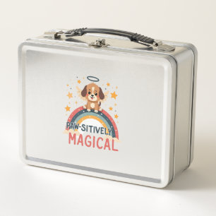 Paw-sitiv Magischer Welpe Vintage Regenbogen Engel Metall Brotdose