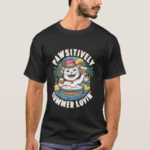 Paw-sitiv Sommer Liebt Sommer Lustige Katze Strand T-Shirt