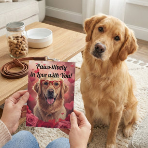 Paw-sitiv verliebt Golden Retriever Valentinstag Karte