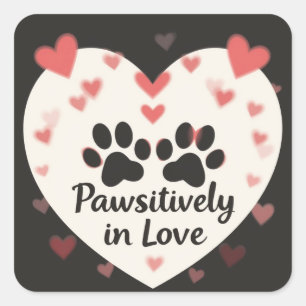 Paw-sitiv verliebt ,Tolles Quadratischer Aufkleber