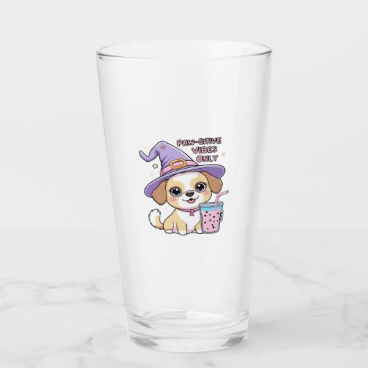 Paw-sitive Vibes Only � Cute Dog With Bubble Tea a Glas (Vorderseite)