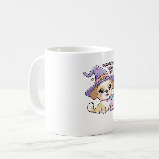 Paw-sitive Vibes Only Cute Dog With Bubble Tea Hal Kaffeetasse (Vorderseite Links)