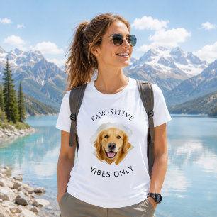 Paw-sitive Vibes Only Golden Retriever Foto Mama T-Shirt