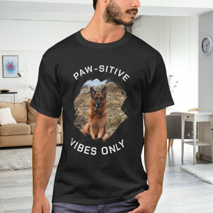Paw-sitive Vibes Only Hund Foto schwarz T-Shirt